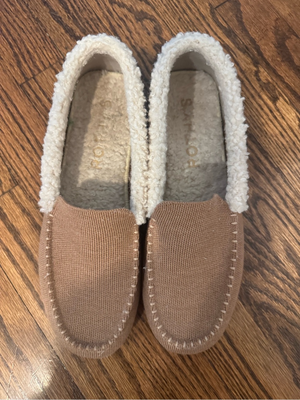 Rothy’s women’s  Tan Slip-On Sherpa Lined Moccasins